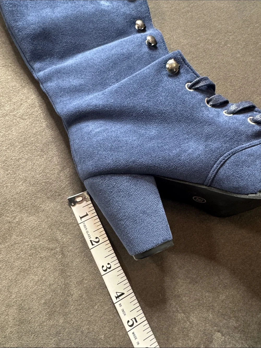 Tall Blue Faux Suede Lace-Up Women’s Boots Size 7 (38) NEW